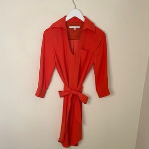 Trina Turk Orange Long Sleeve Shirt Dress